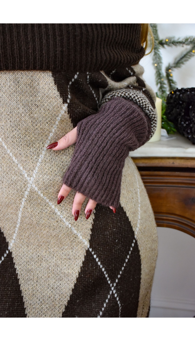 Mitaines Longues Chocolat TESS