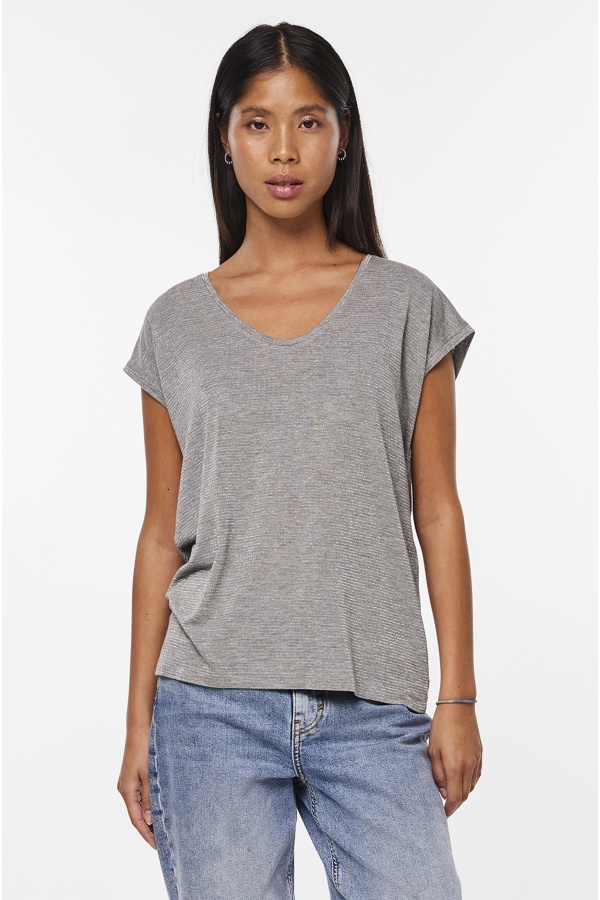 Shiny Gray Tee Shirt PCBILLO PIECES - 1 | TOPS 2