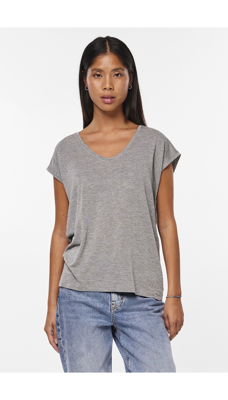 Shiny Gray Tee Shirt PCBILLO PIECES - 2 | TOPS