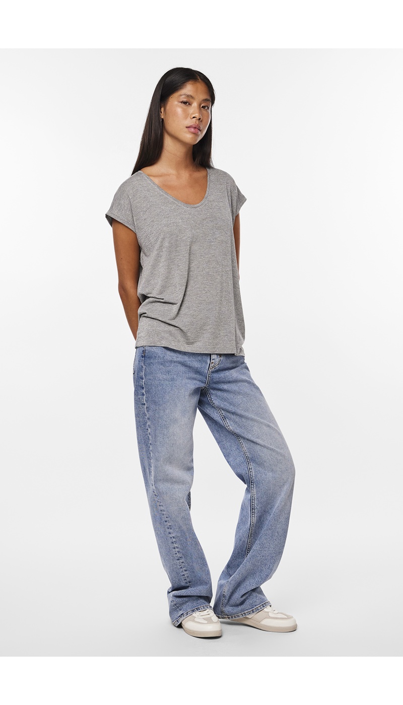 PIECES LIGHT GREY T-SHIRTS MC