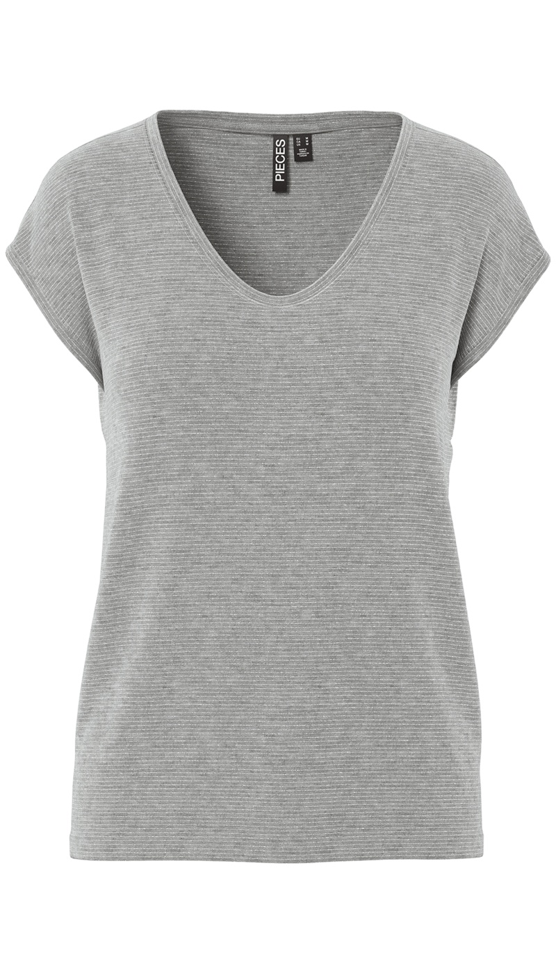Glänzendes graues T-Shirt PCBILLO PIECES - 6 | TOPS