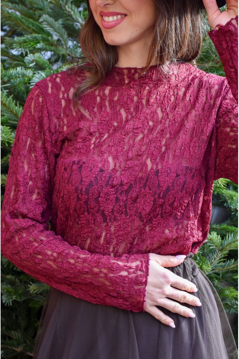 Haut Dentelle Bordeaux SUZANE