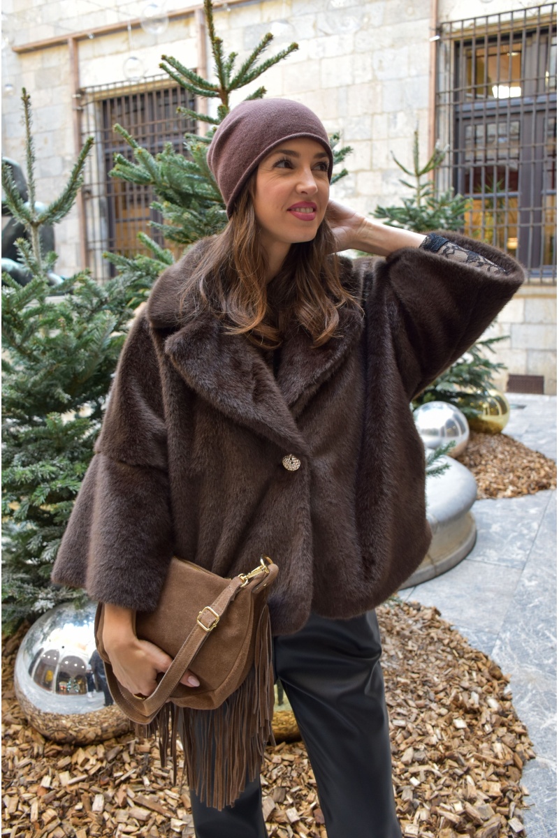 Veste Fourrure Chocolat CHARLOTTE