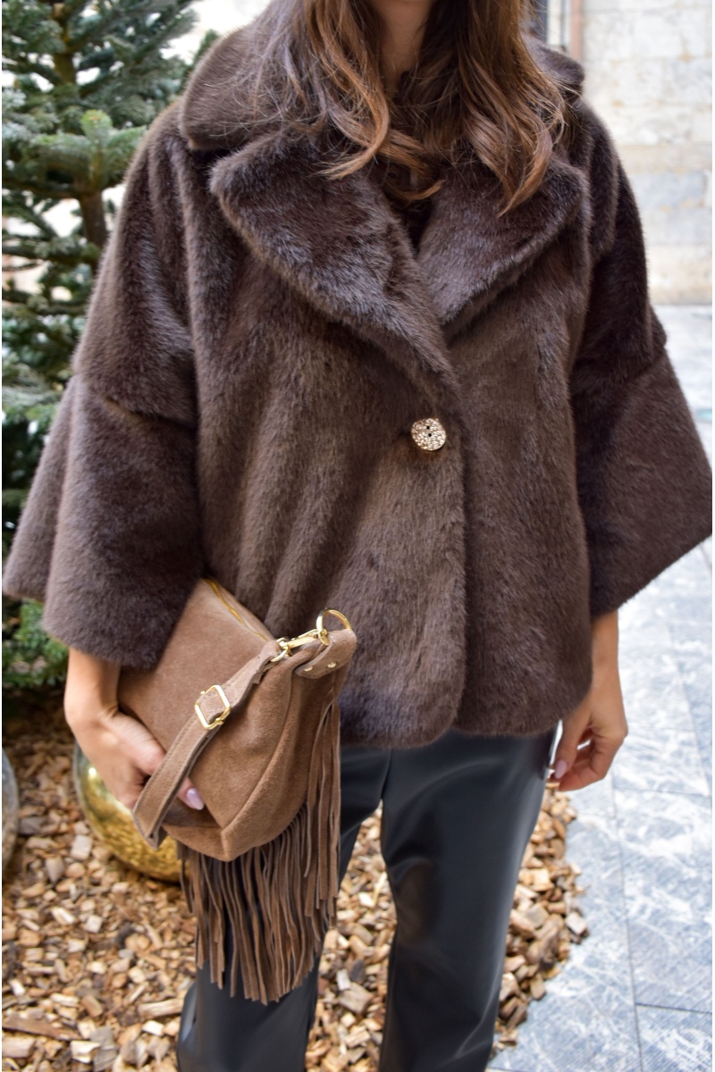 Veste Fourrure Chocolat CHARLOTTE 2