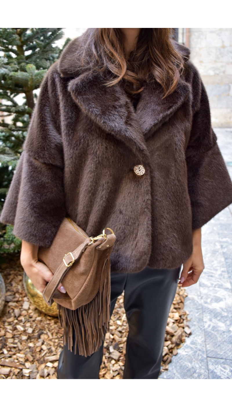 Veste Fourrure Chocolat CHARLOTTE