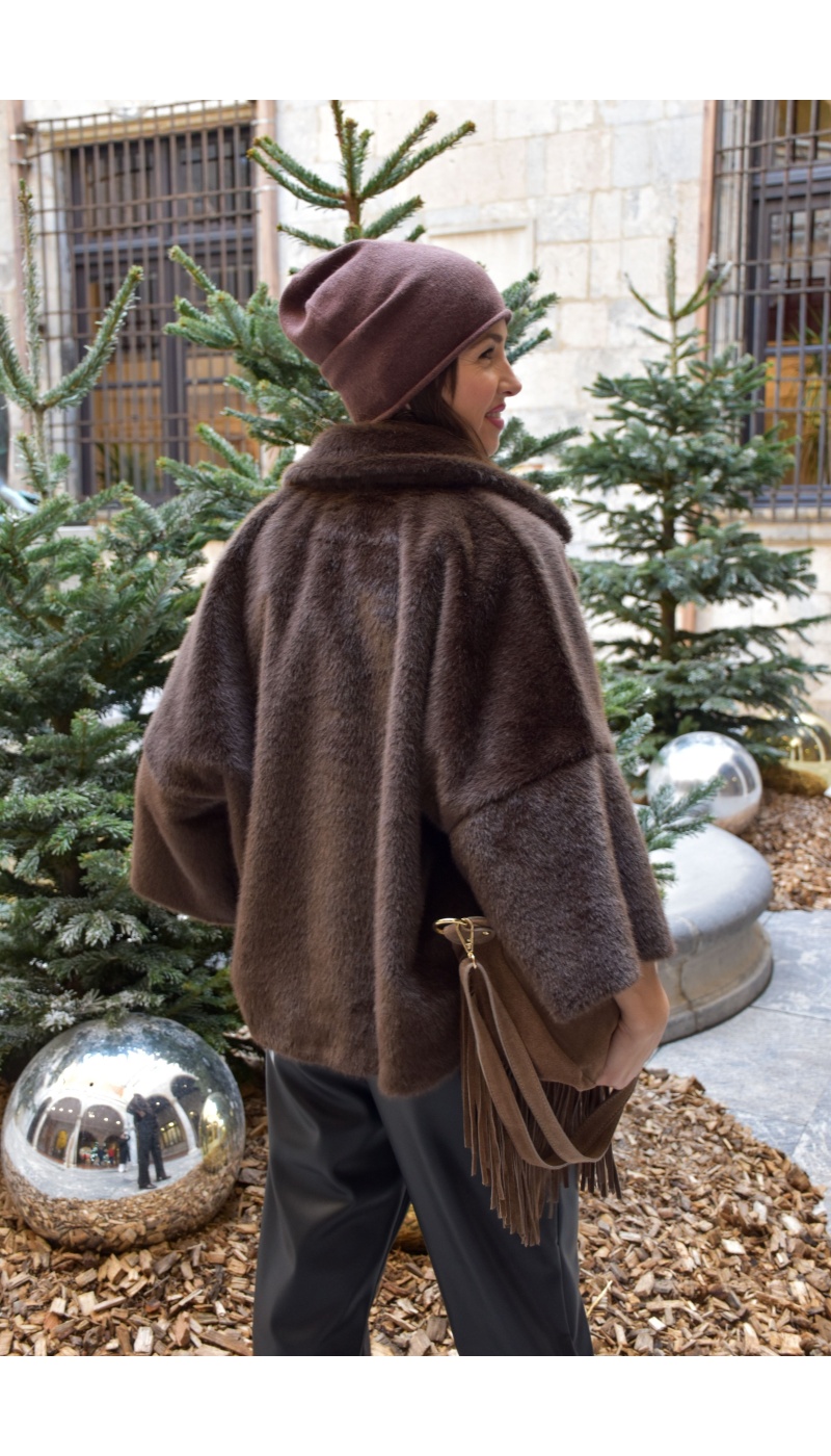 Veste Fourrure Chocolat CHARLOTTE
