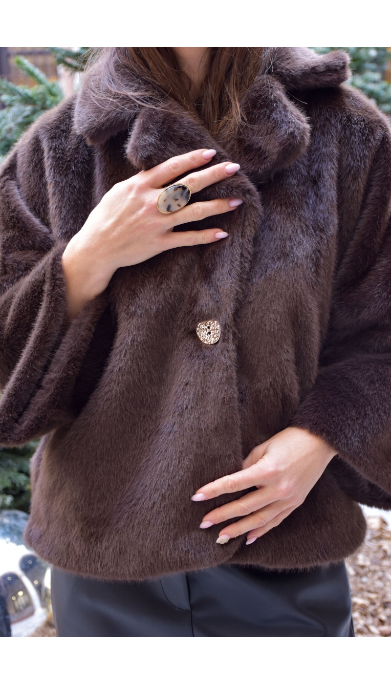 Veste Fourrure Chocolat CHARLOTTE