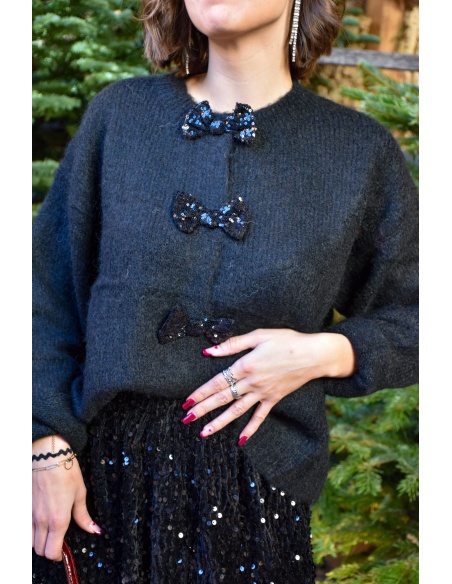 ikoone and blanka NOEUD NOIR PULL FEMME