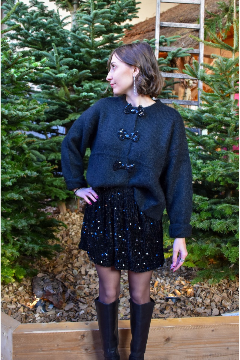 ikoone and blanka NOEUD NOIR PULL FEMME