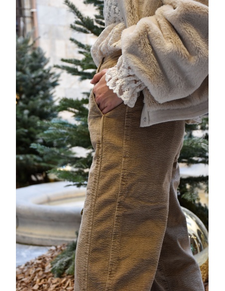 Pantalon Velours Beige ROSALIE
