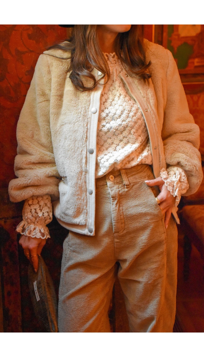 VMSCARLET Beige Pelzjacke Vero Moda - 2 | TOPS
