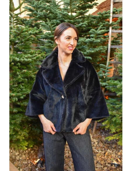 Veste Fourrure Noire CHARLOTTE