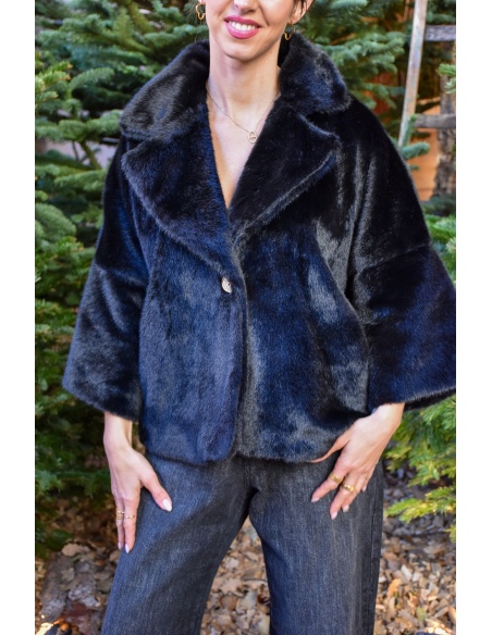 Veste Fourrure Noire CHARLOTTE