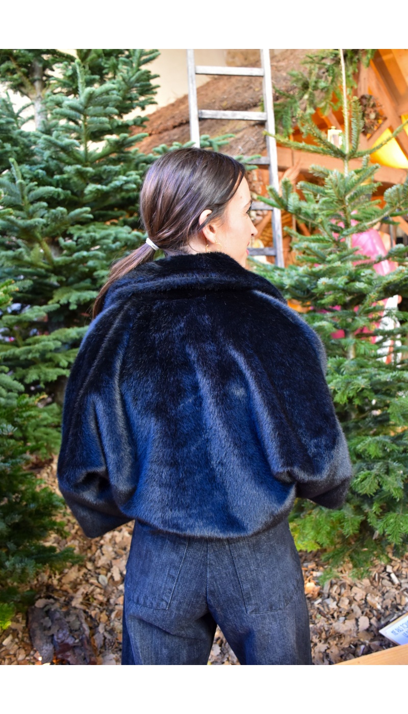 Veste Fourrure Noire CHARLOTTE
