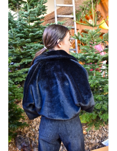Veste Fourrure Noire CHARLOTTE