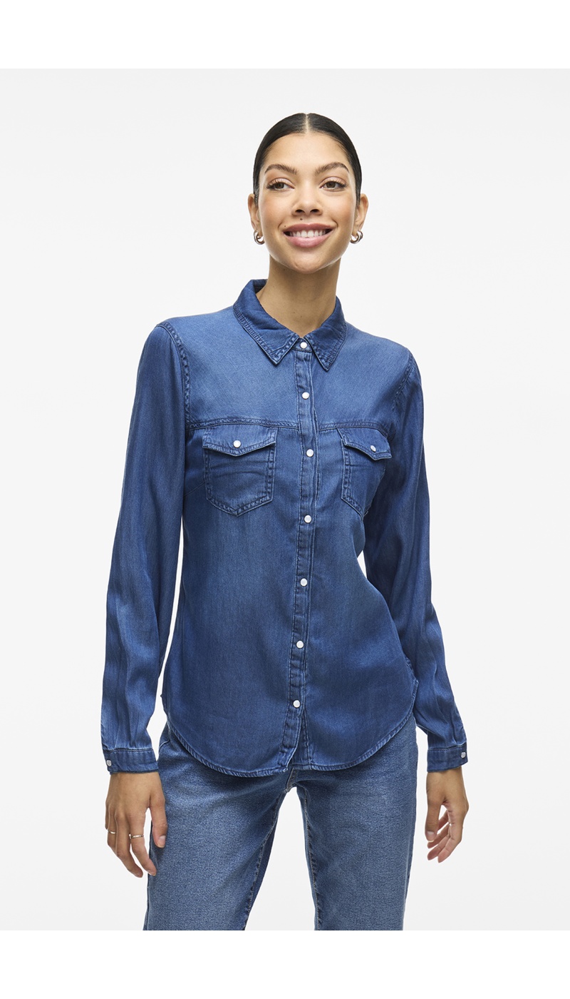 VILA A/S DARKBL UEDENI CHEMISES ML