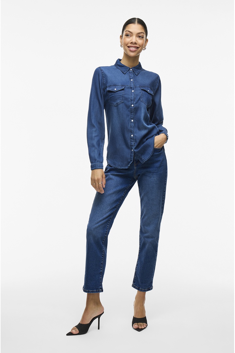 VILA A/S DARKBL UEDENI CHEMISES ML