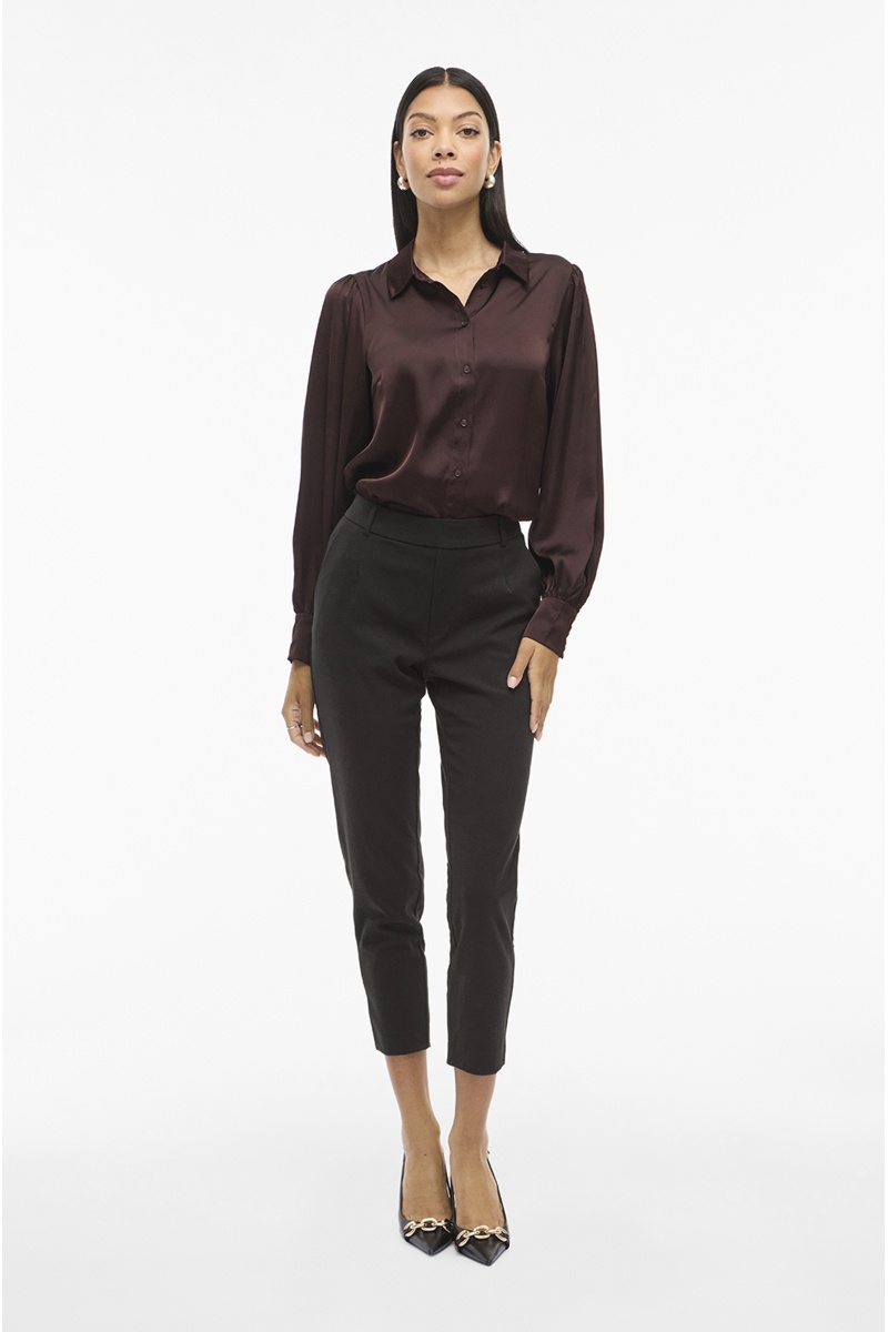 VILA A/S  BLACK PANTALONS