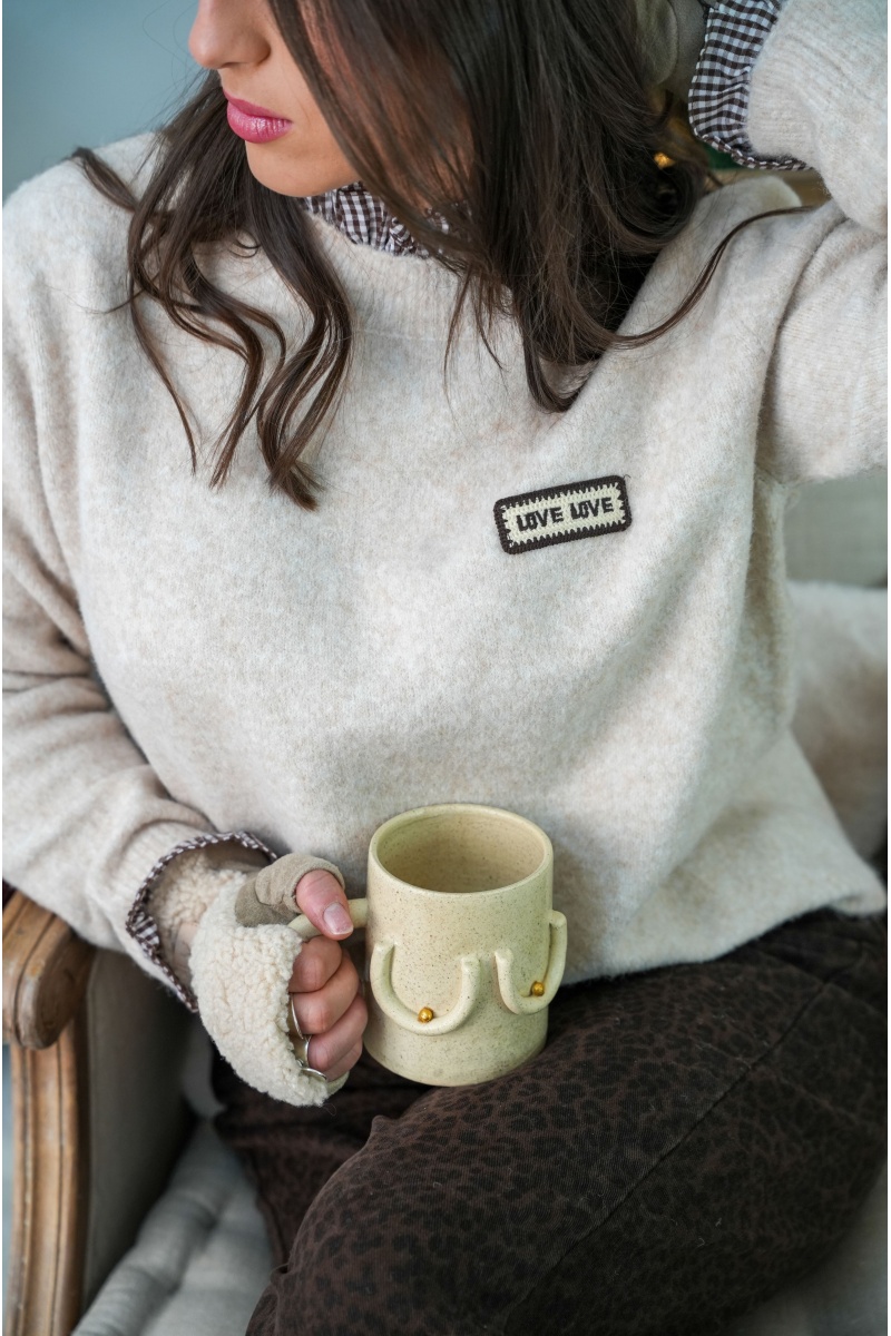 Pull Carreaux Beige CAPU