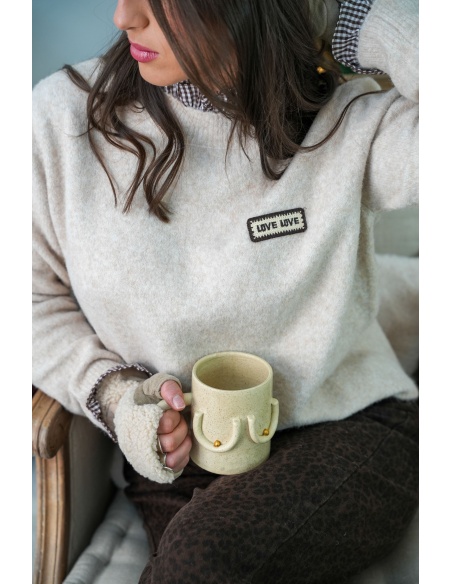 Pull Carreaux Beige CAPU