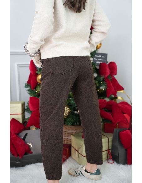 NOVAMAX GERMINE SARL LEOPAR MARRON PANTALON FEMME