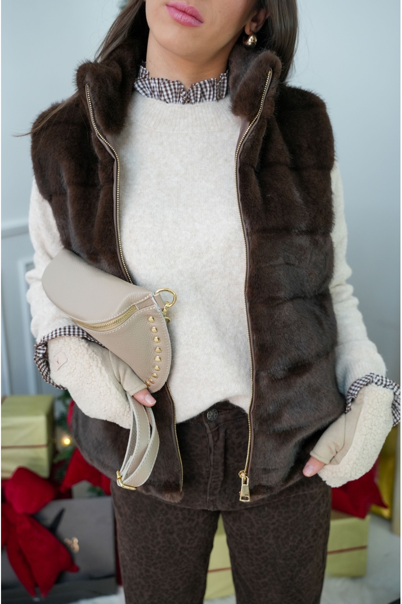 sarl lifa FOURRU MARRON VESTES FEMME 2