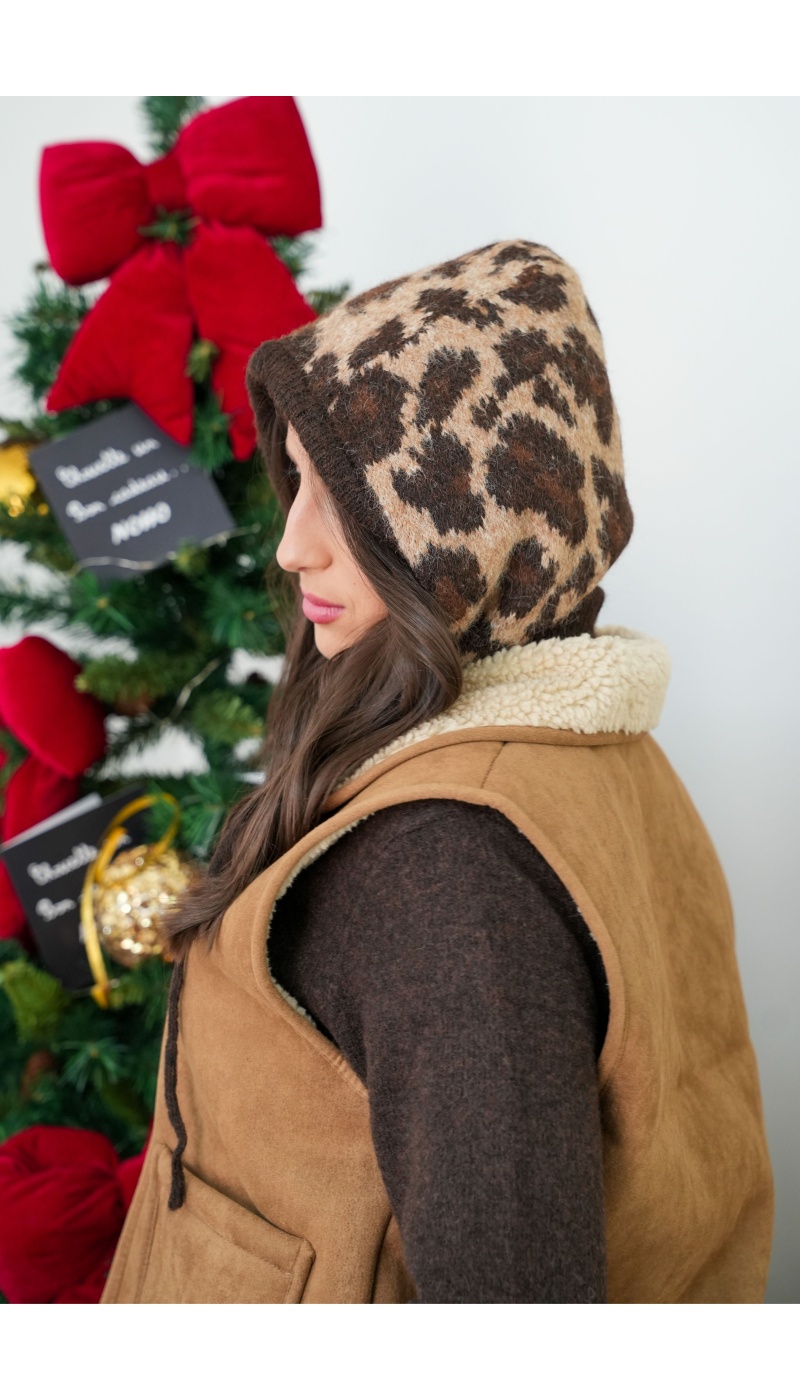 Cagoule Léopard Chocolat JULIE