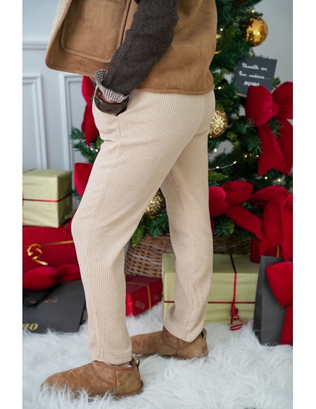 Pantalon Velours Beige LOUISE
