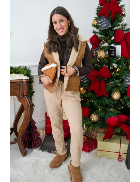 Pantalon Velours Beige LOUISE