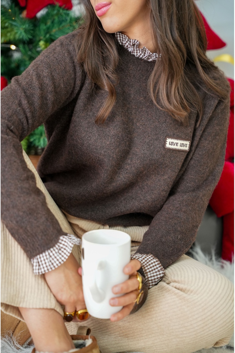 Pull Carreaux Marron CAPU