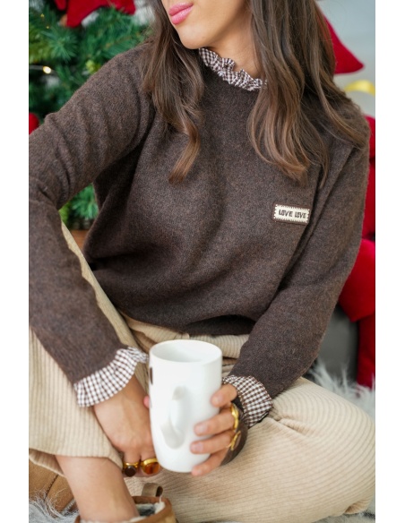 Pull Carreaux Marron CAPU