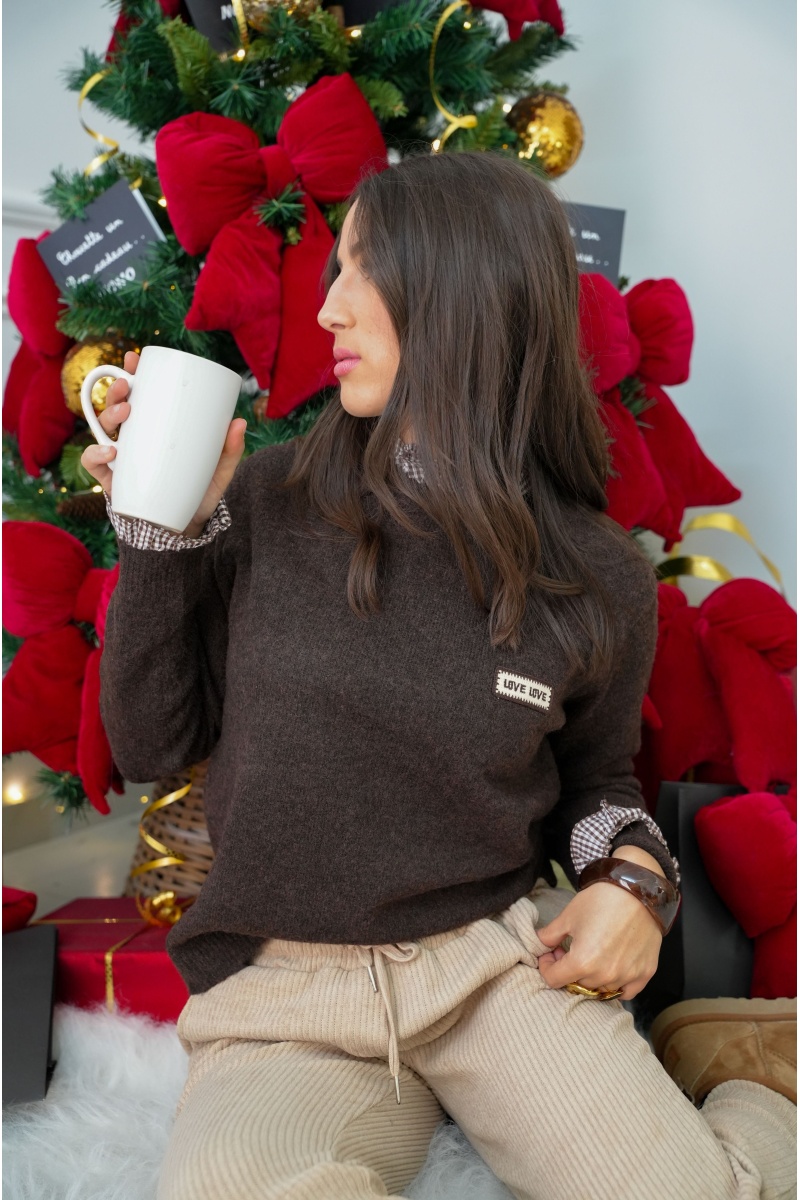 Pull Carreaux Marron CAPU 2