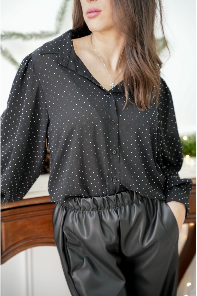Chemisier Strass Noir LILOU