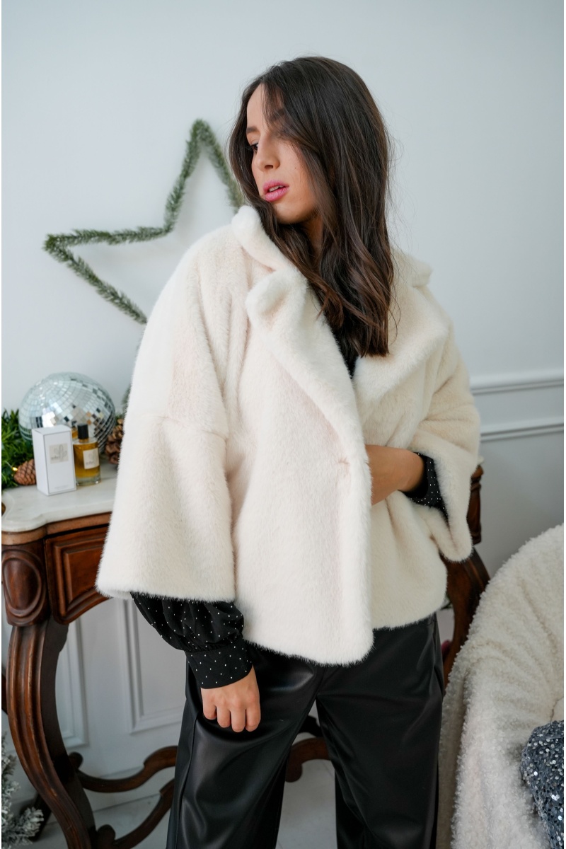 Veste Fourrure Ecrue CHARLOTTE