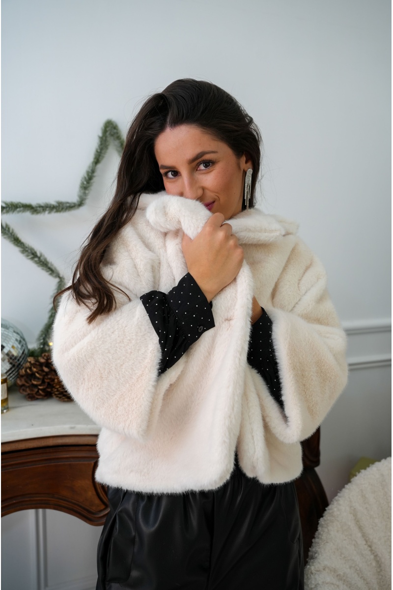 Veste Fourrure Ecrue CHARLOTTE 2