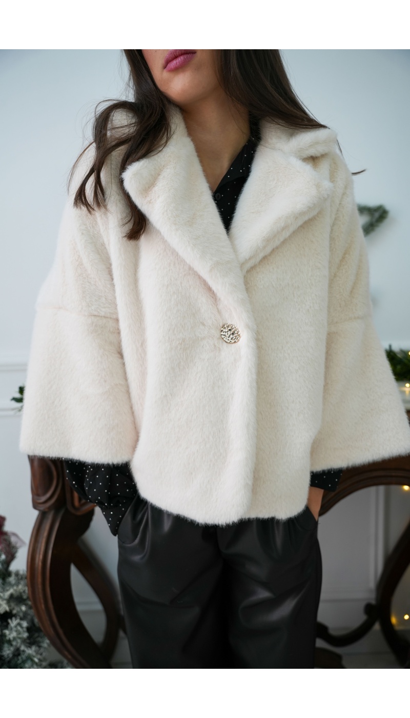 Veste Fourrure Ecrue CHARLOTTE