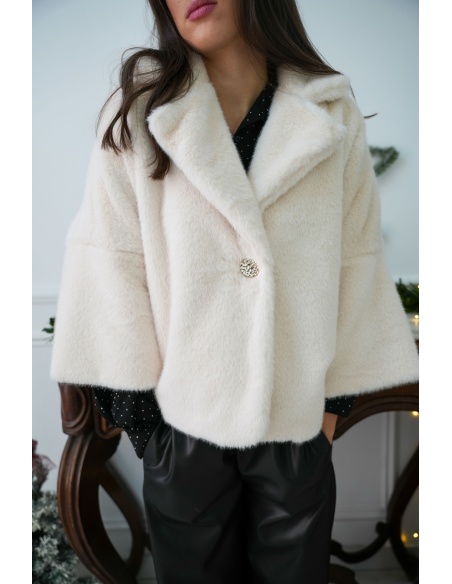 Veste Fourrure Ecrue CHARLOTTE