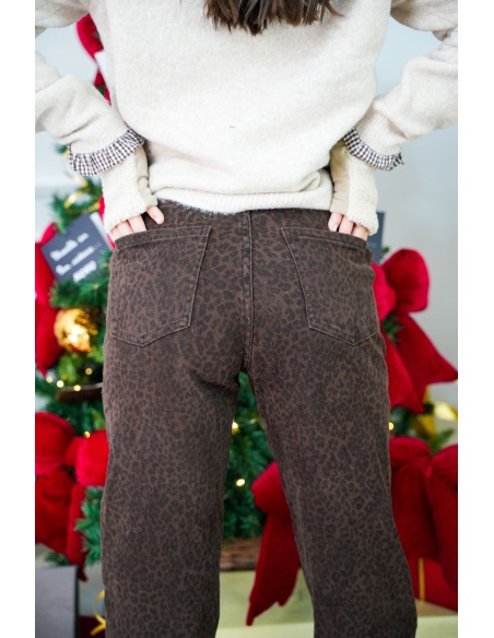 NOVAMAX GERMINE SARL LEOPAR MARRON PANTALON FEMME