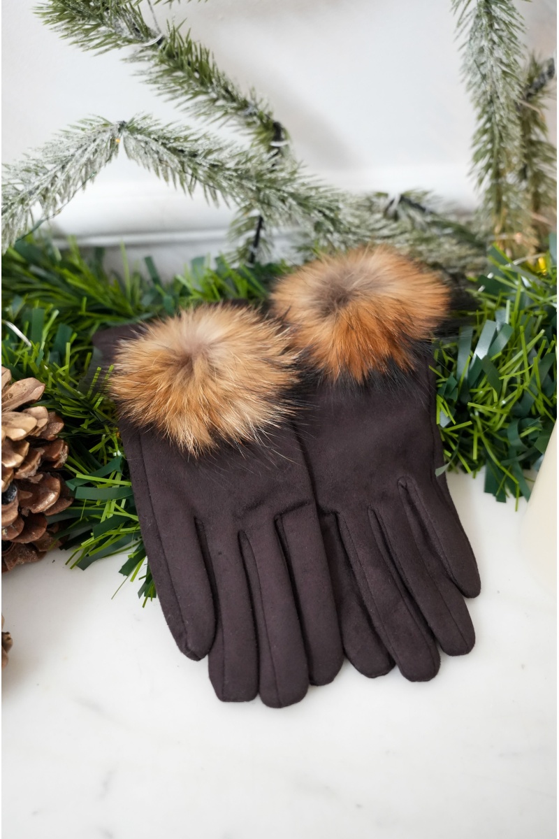 Gants Fourrure Marron JEANNE