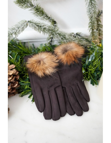 Gants Fourrure Marron JEANNE