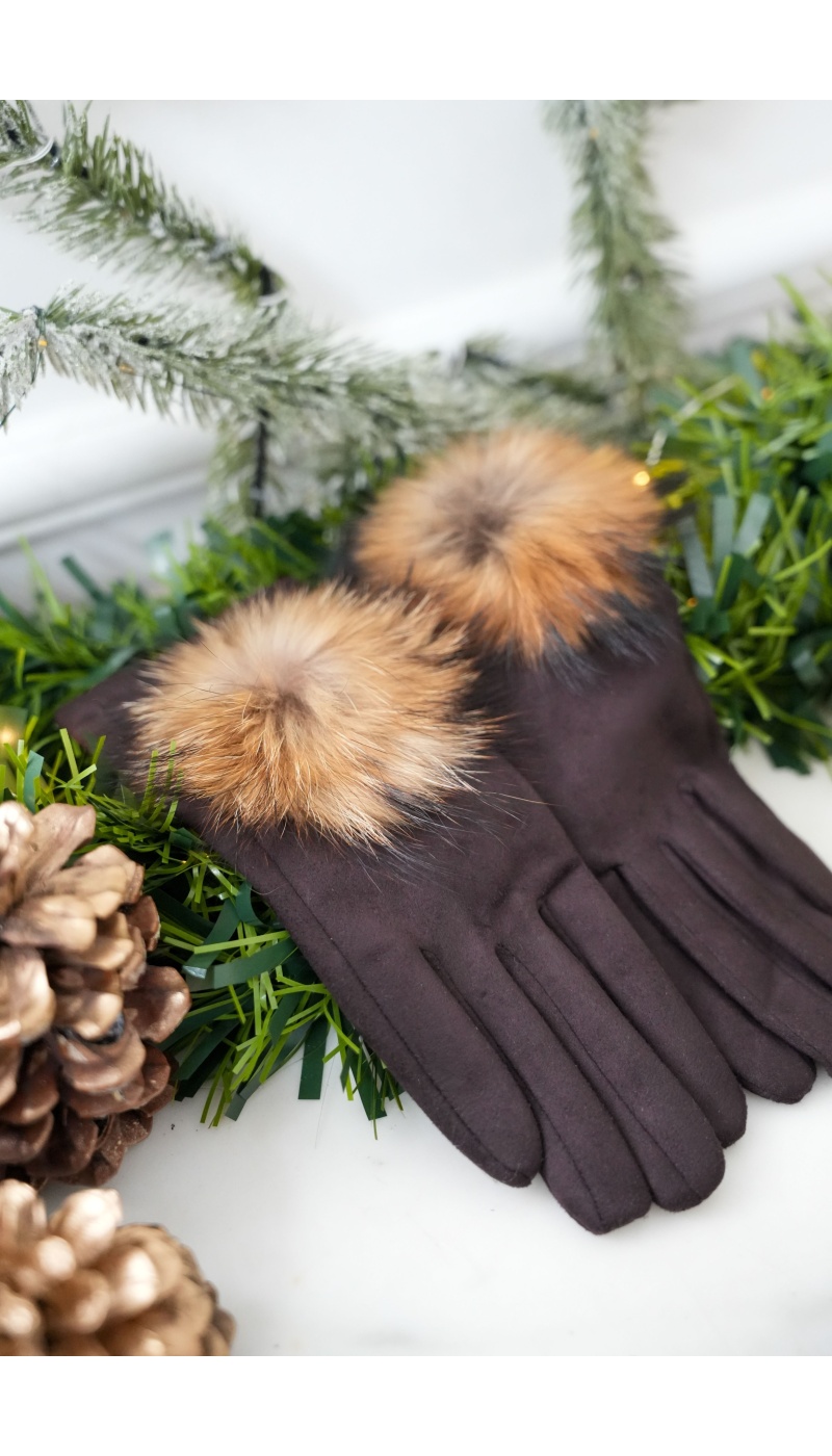 Gants Fourrure Marron JEANNE