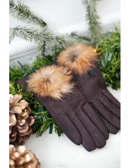 Gants Fourrure Marron JEANNE