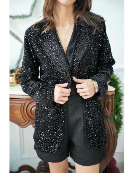 Veste Sequin Noire LYNA