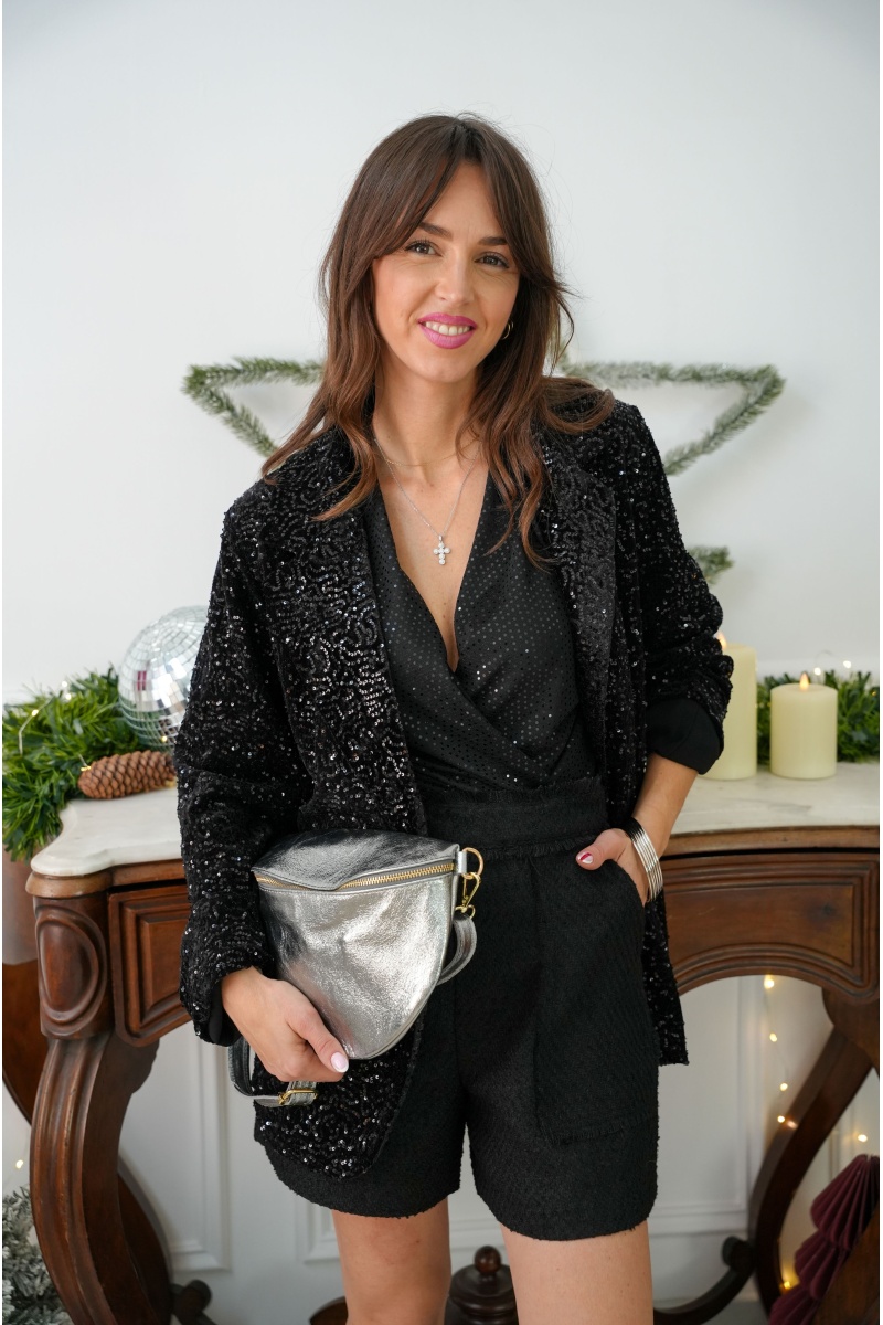Veste Sequin Noire LYNA