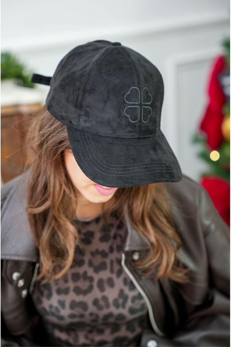 Casquette Suédine Noire NOAH