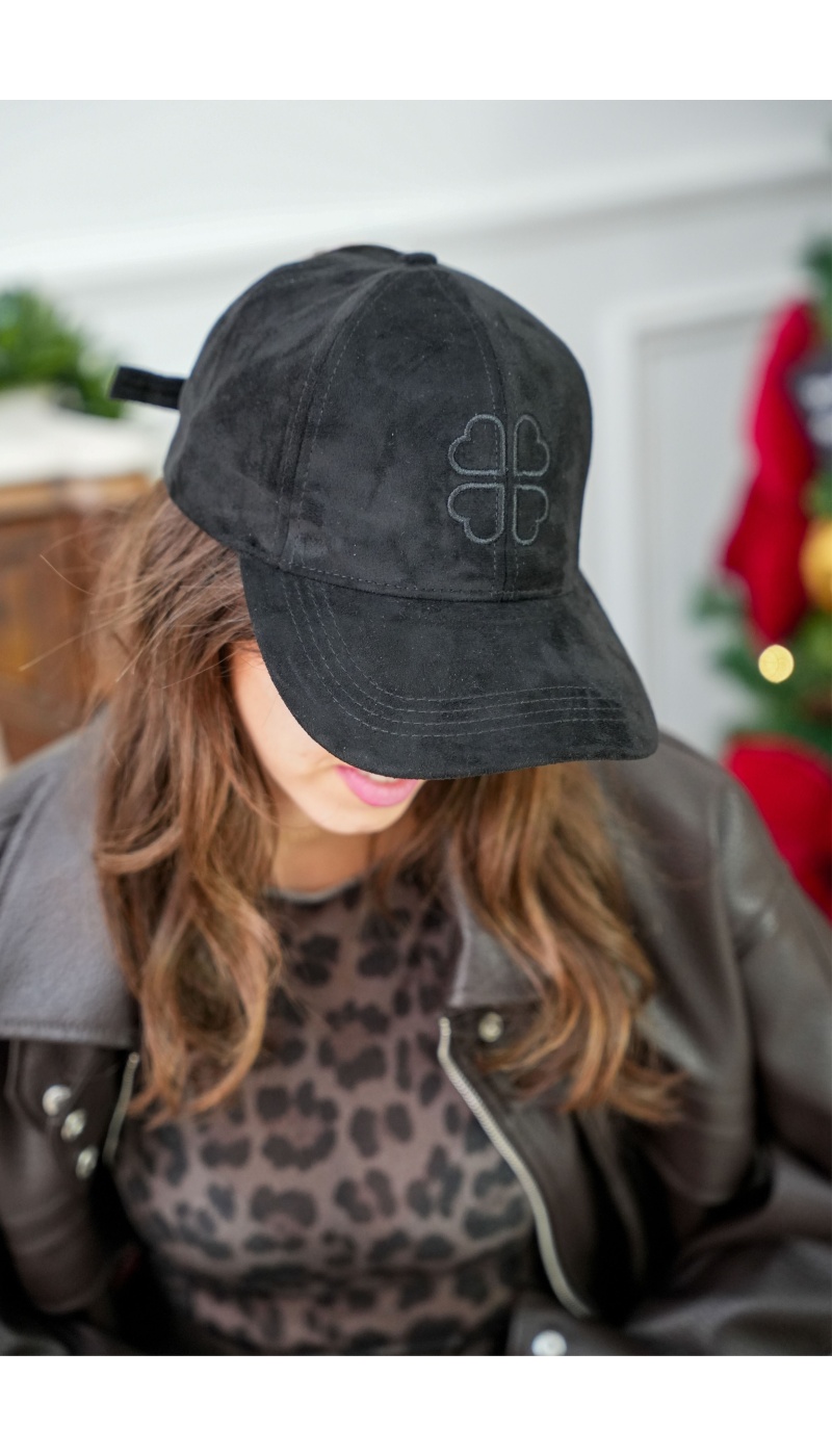 Casquette Suédine Noire NOAH