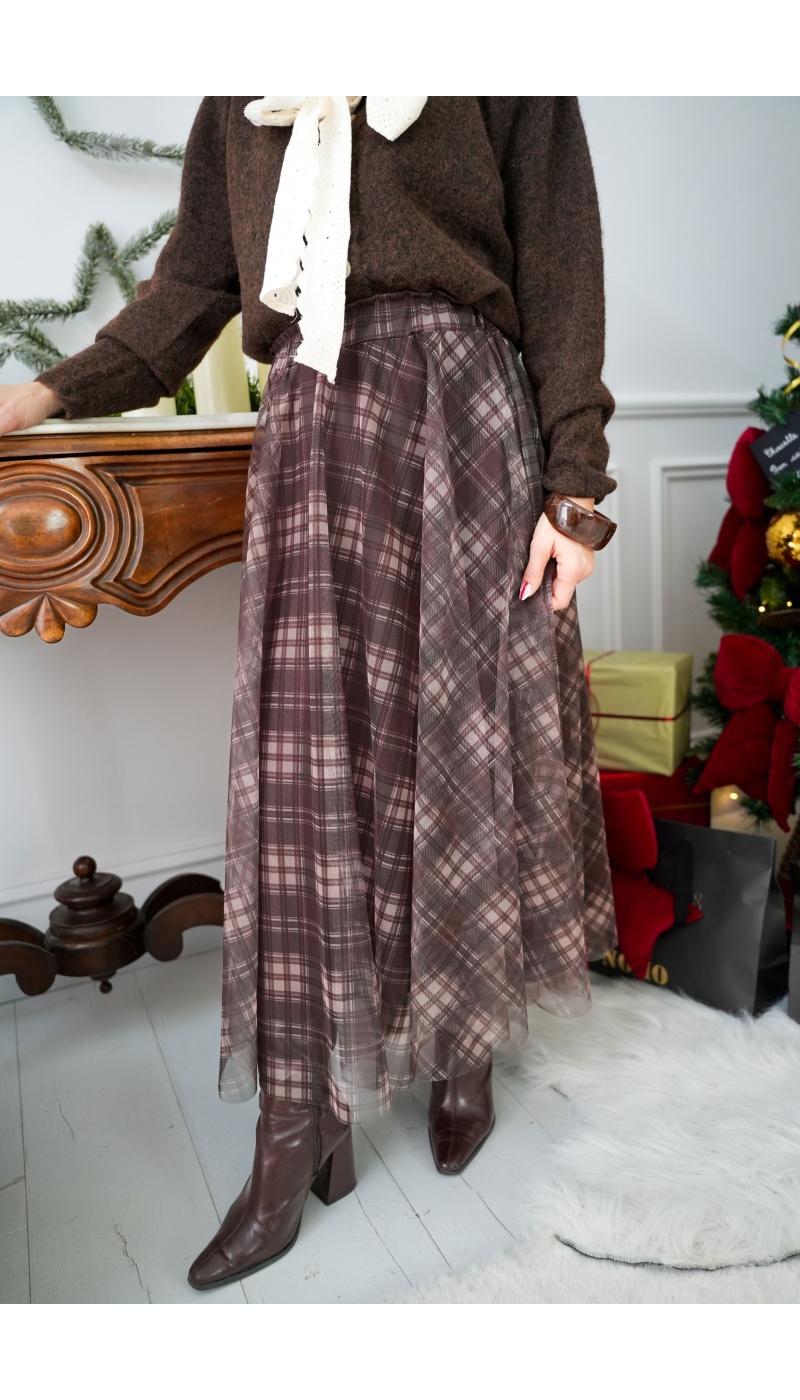 Jupe Carreaux Marron ELODIE