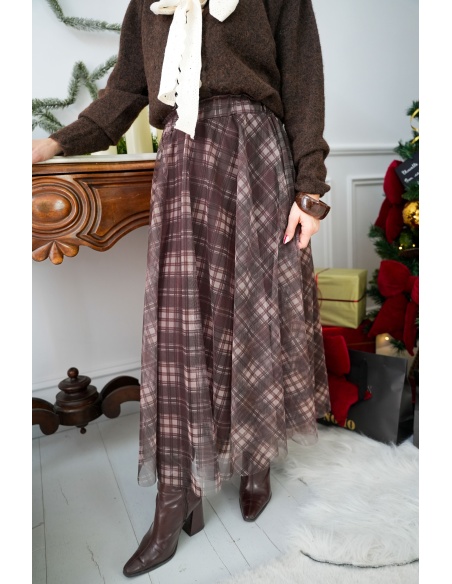 Jupe Carreaux Marron ELODIE