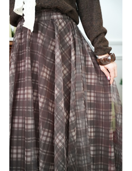 Jupe Carreaux Marron ELODIE