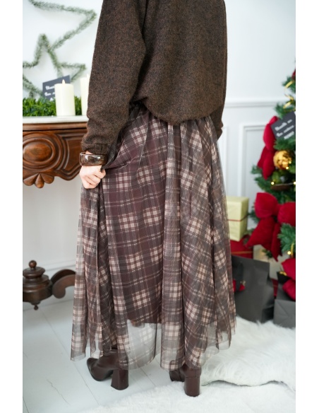 Jupe Carreaux Marron ELODIE